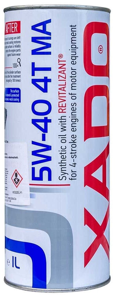 Variklių alyva XADO 4T MA 5W - 40, sintetinis, moto technikai, 1 l