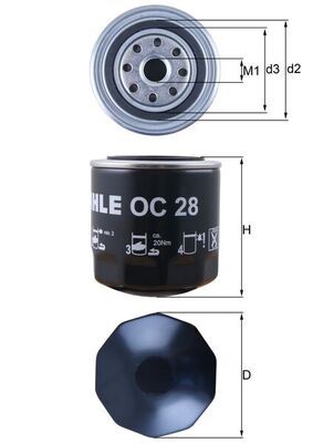 Alyvos filtras MAHLE OC28