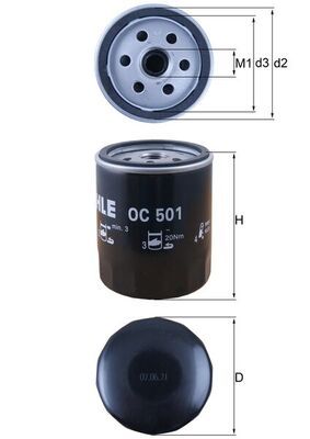 Alyvos filtras MAHLE OC501