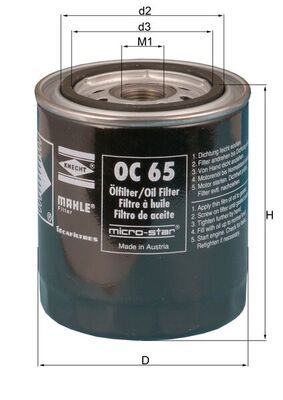 Õlifilter MAHLE OC65