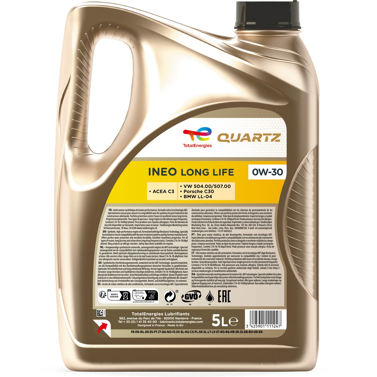 Variklinė alyva Quartz Ineo Long Life 0W-30 5L — изображение 2