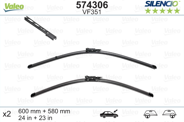 СТЕКЛООЧИСТИТЕЛИ VALEO SILENCIO С ПЛОСКИМ ЛЕЗВИЕМ