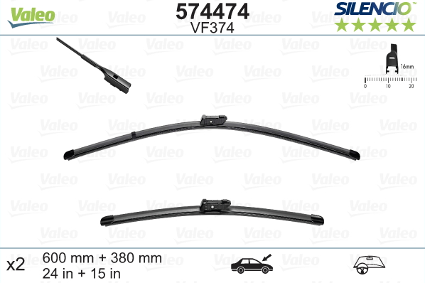 VALEO SILENCIO WIPERS VW, SKODA, AUDI, SEAT FLAT BLADE