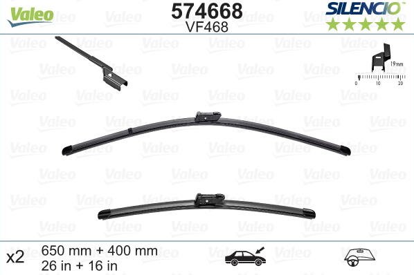 VALEO SILENCIO VALYTUVAI BMW, CITROEN, FORD, PEUGEOT FLAT BLADE