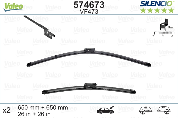 VALEO SILENCIO VALYTUVAI OPEL, PEUGEOT FLAT BLADE