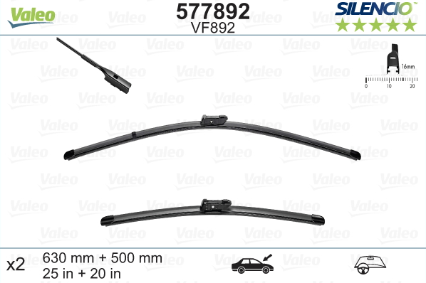 VALEO SILENCIO VALYTUVAI AUDI, VOLVO, PORSCHE FLAT BLADE