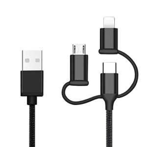 USB LAADIMISKAABEL KOOS ÕUNA, MICRO USB, C-TÜÜPI PISTIKUTEGA