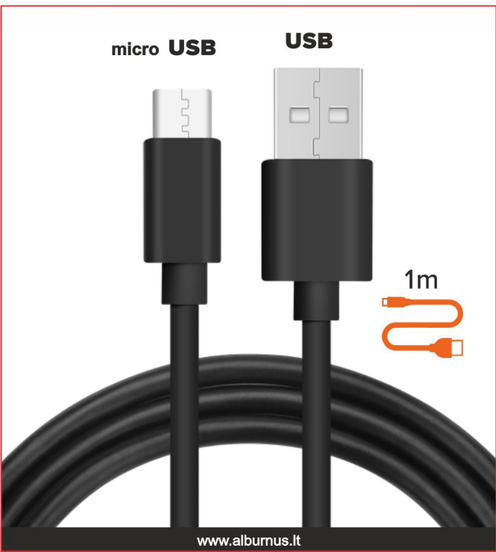 USB-laadimiskaabel mikro-USB-liidesega, 2,4 A, 1 m