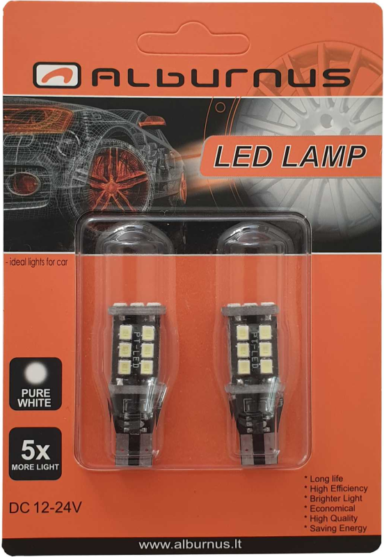 LEMPUTĖS W5W T10 LED 15SMD CANBUS 12/24V (2VNT)