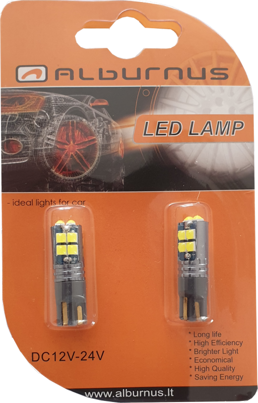 ЛАМПОЧКИ W5W T10 LED 10SMD CANBUS 12-24V (2ШТ)