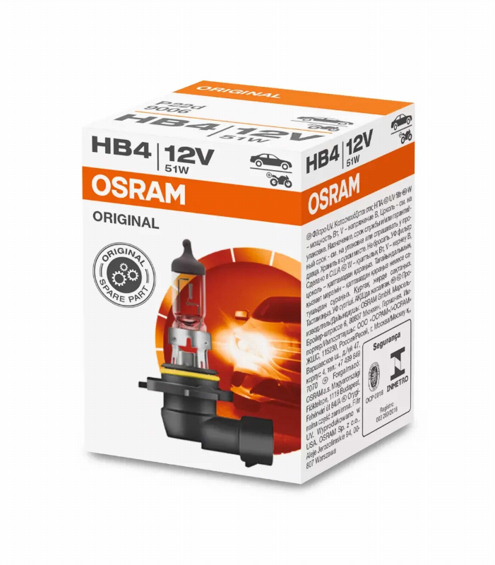ЛАМПЫ OSRAM HB4 51W 12V P22D 9006