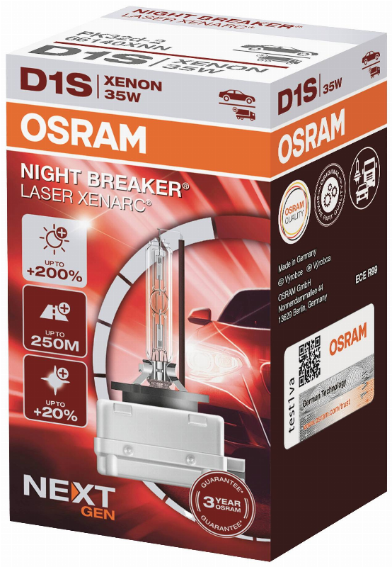 OSRAM SPULDZES D1S 12/24V +200% NĀKAMĀS PAAUDZES 35W NAKTS PĀRTRAUCĒJS LĀZERA