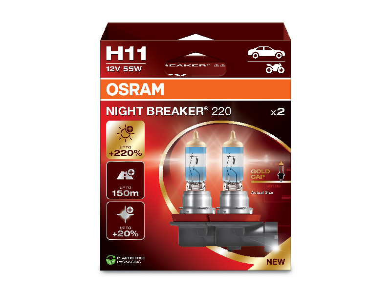 OSRAM LEMPUTĖS H11 55W 12V NIGHT BREAKER 220 PGJ19-2