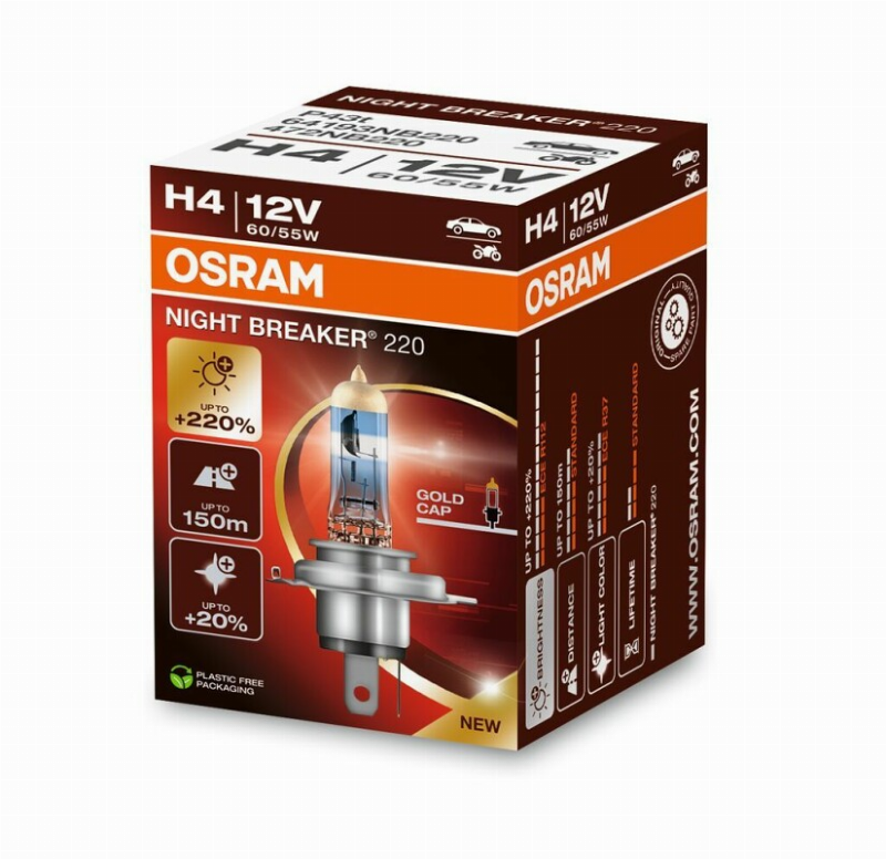 OSRAM LEMPUTĖS H4 60/55W 12V +220% P43T