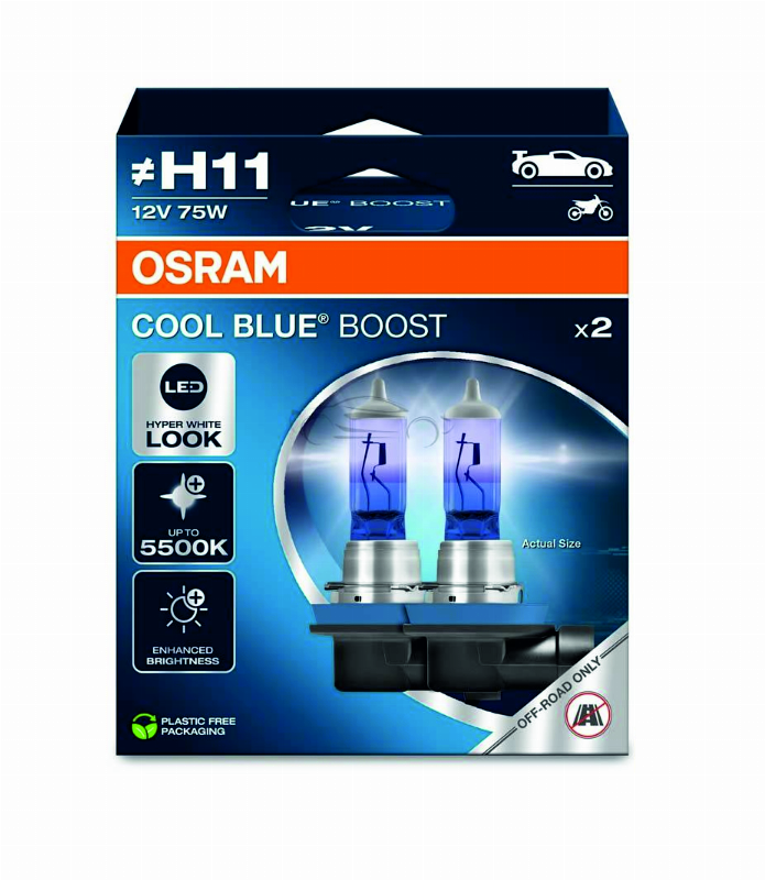 ЛАМПЫ OSRAM H11 75W 12V PGJ19-2 COOL BLUE BOOST