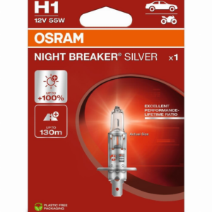 OSRAM LEMPUTĖS H1 55W 12V P14,5S +100% NIGHT BREAKER SILVER