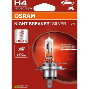 OSRAM LEMPUTĖS  H4 60/55W 12V P43T +100% NIGHT BREAKER SILVER