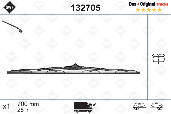 VALYTUVAI SWF TRUCKS WIPER BLADE 700MM W RAMP LHD RHD